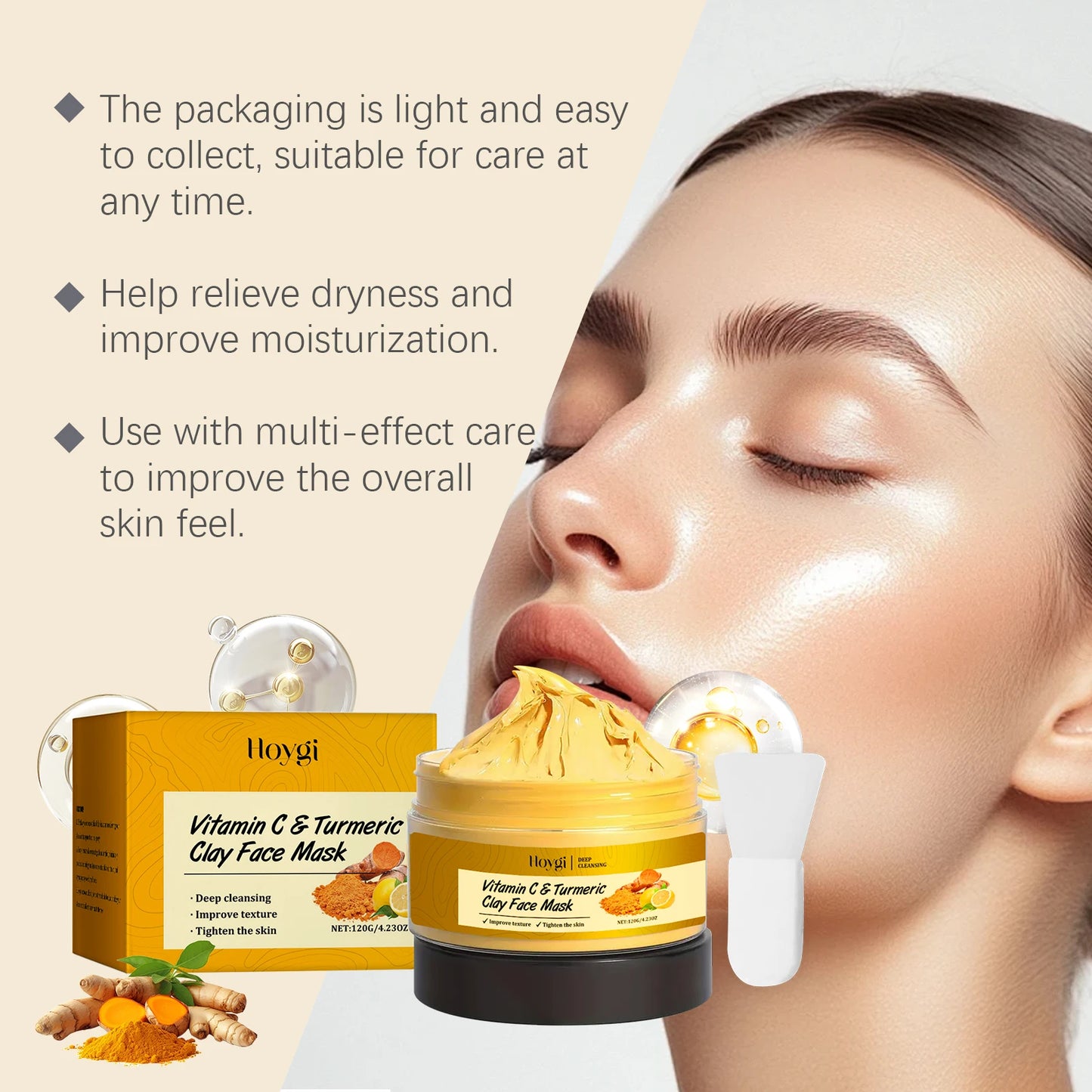 Vitamin C Turmeric Clay Mask – Pore Cleanse & Dark Spots
