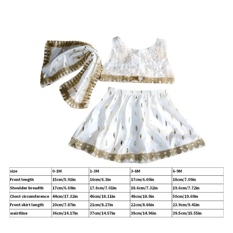 Newborn Baby Girl Bohemian Photo Outfit | Top, Skirt & Headband