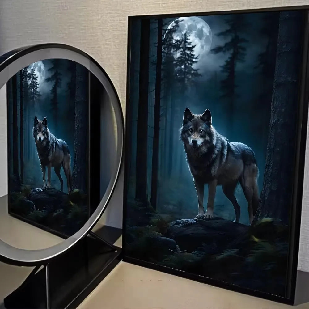 Fantasy Wolf & Crow Canvas Wall Art Poster | Halloween Décor Canvas Wall Art Peaceful Pleasures Health and Wellness ZLH5273 100x150cm No Frame