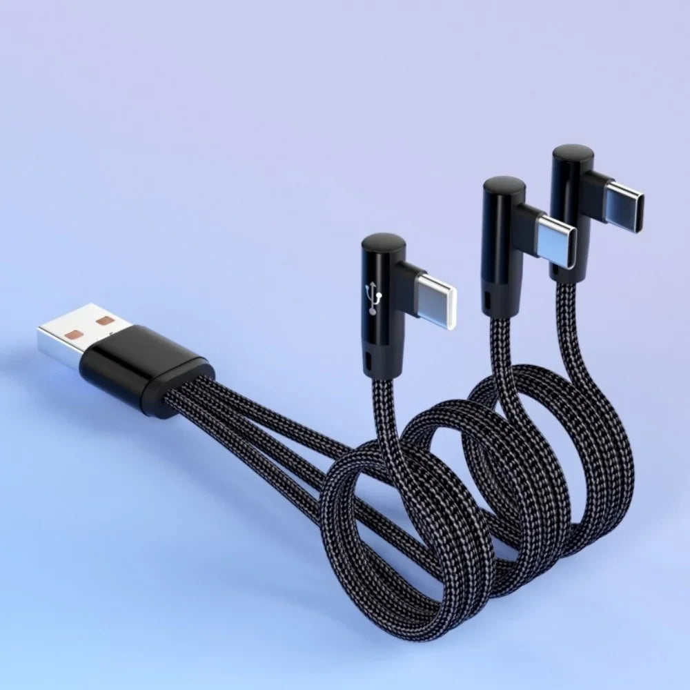 Triple Port USB-A to USB-C Cable 66W Fast Charge 3 Devices
