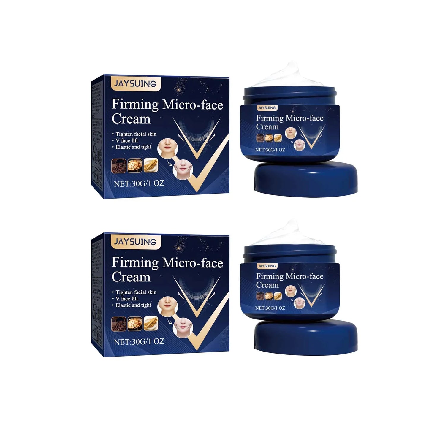 V-Shape Face Firming Cream – Jawline Lift & Double Chin Peaceful Pleasures Health and Wellness 2Pcs