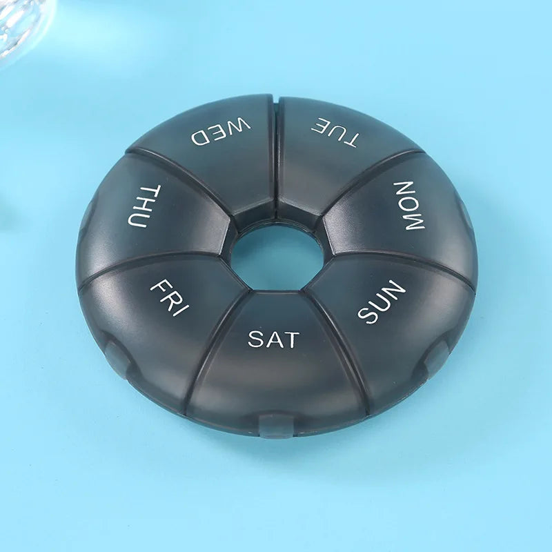 7-Day Weekly Pill Organizer | Portable Round Travel Pill Case