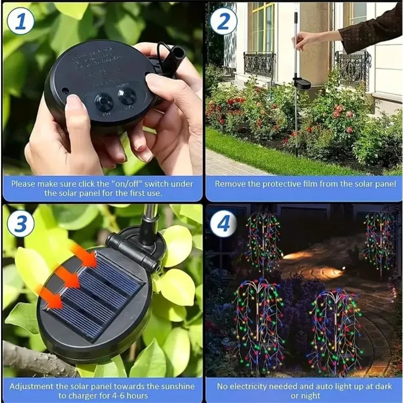 Solar Firework LED Garden Stake Lights | 120 LED Copper Wire