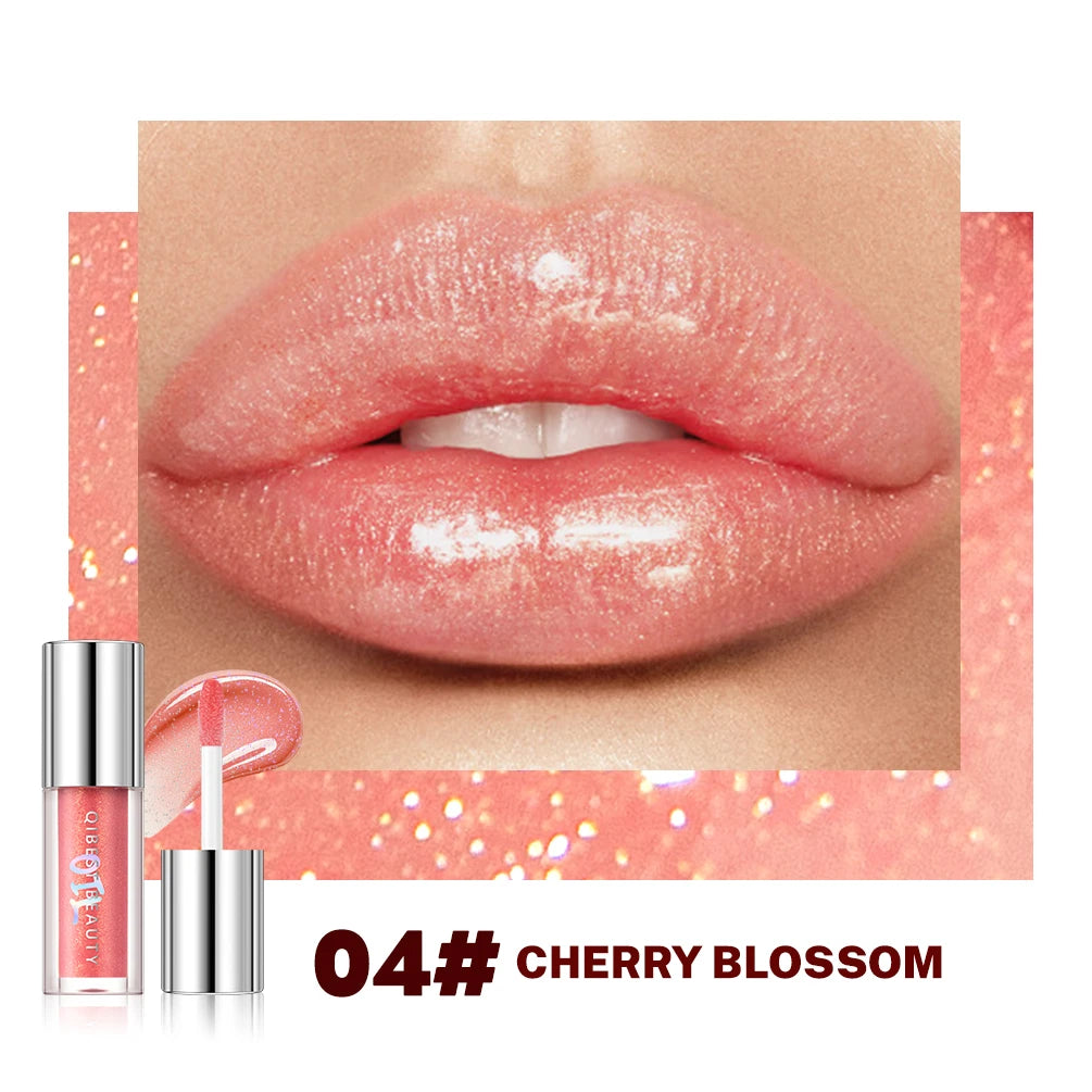 QIBEST Sparkling Diamond Lip Gloss Mirror Moisturizing Non-Sticky Cup Long Lasting Shimmer Lip Glaze Glitter Liquid Lipstick Peaceful Pleasures Health and Wellness 04