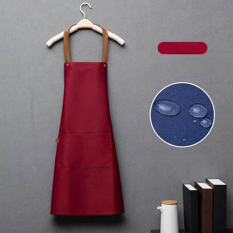Kitchen Apron Waterproof Cross Adjustable Webbing Restaurant Bar Barbershop Work Apron Cocina Accesorios De Cocina Novedosos Peaceful Pleasures Health and Wellness red