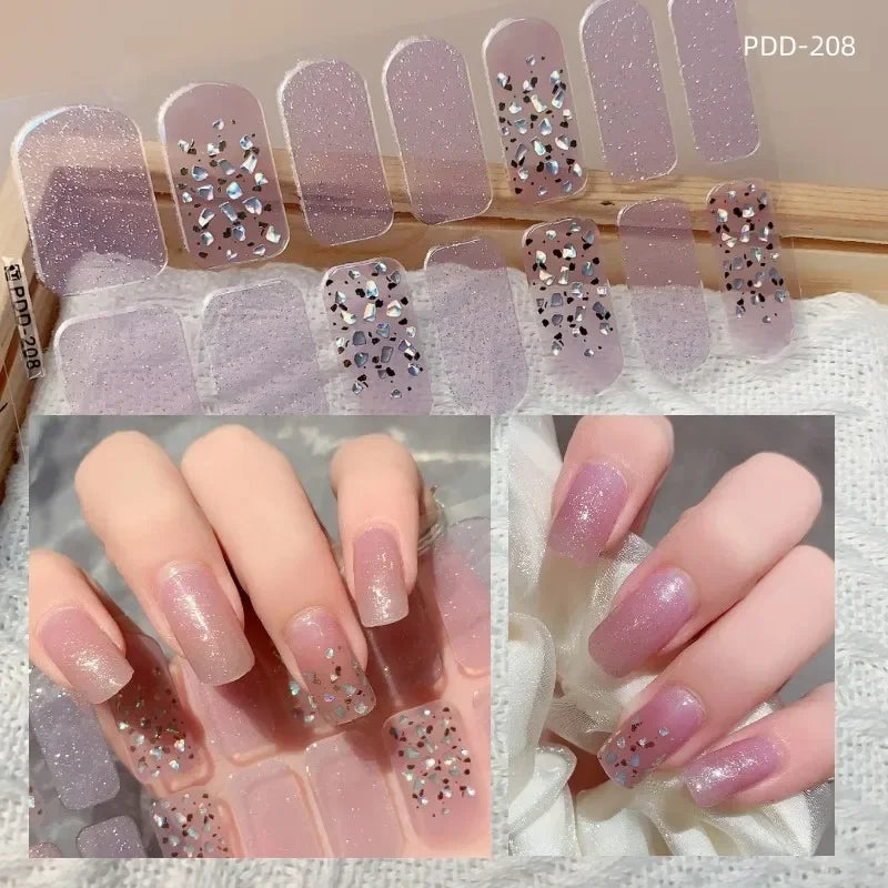 Self Adhesive Sparkling Glitter Full Cover Designer Art Nail Decoration Fashion Manicure Nail Stickers Peaceful Pleasures Health and Wellness PDD-208