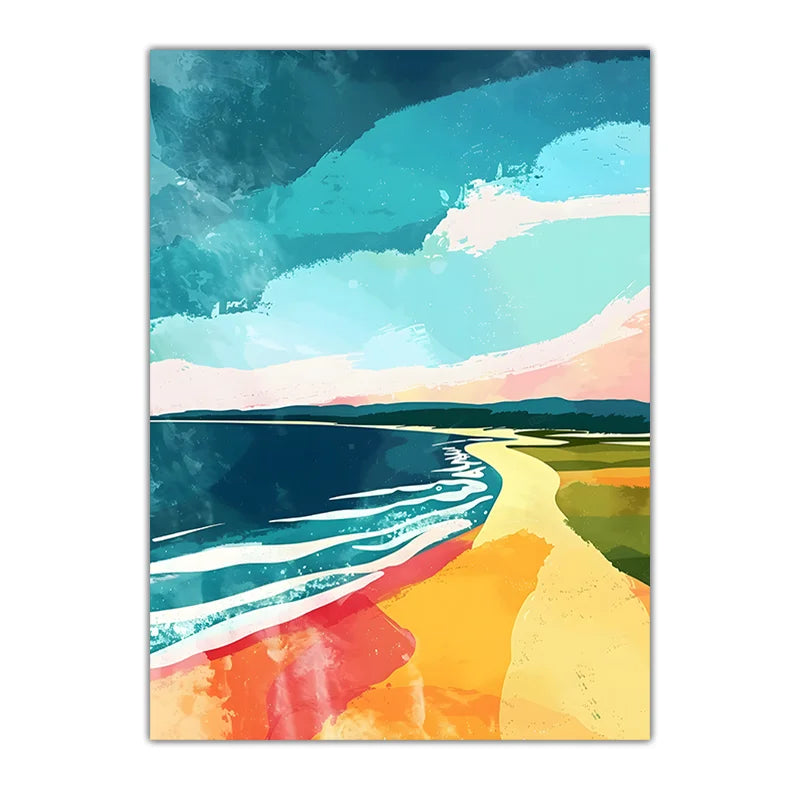 Watercolor Coastal Mountain Canvas Wall Art | Landscape Print Canvas Wall Art Peaceful Pleasures Health and Wellness 05 40x50cm No Frame China Mainland