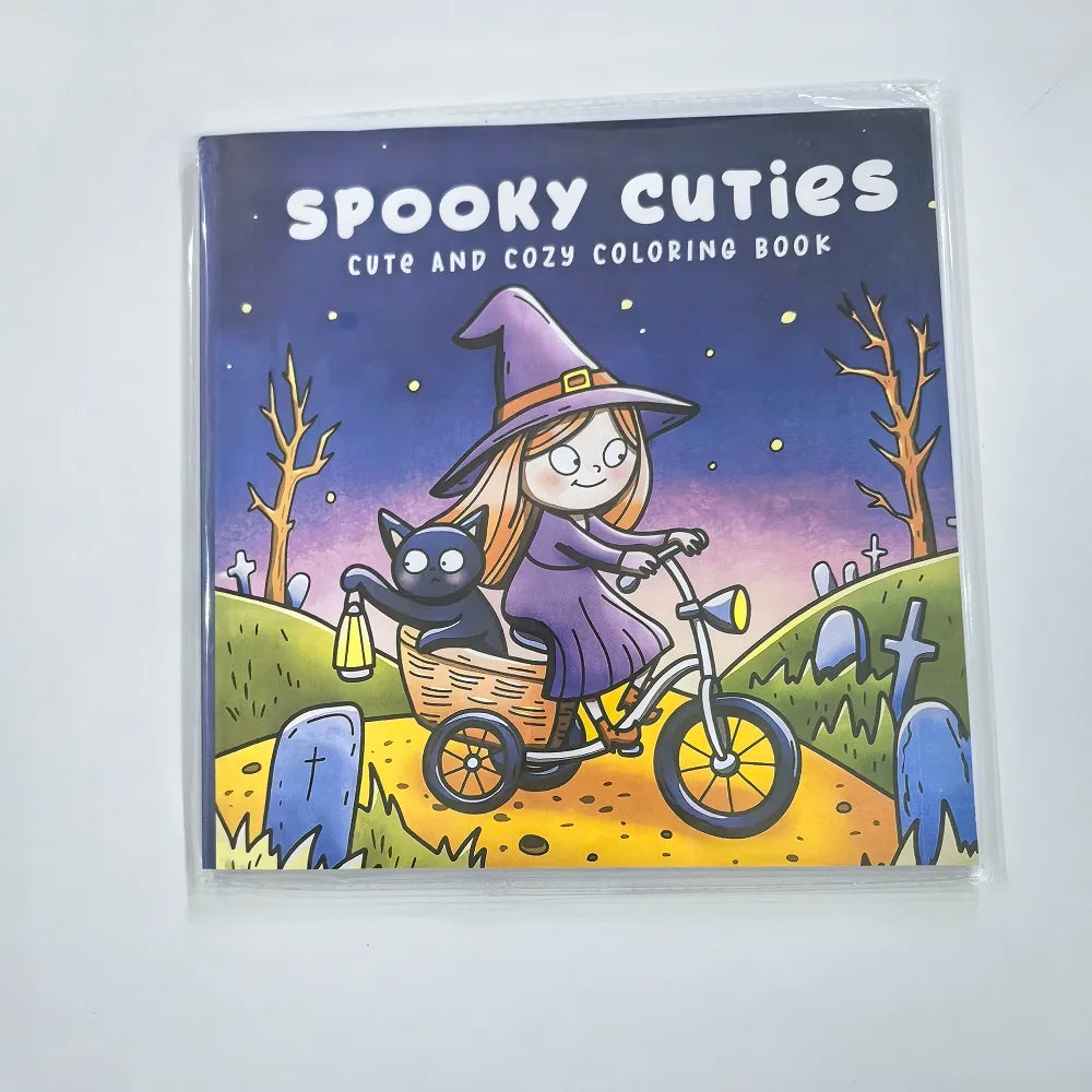 Halloween Spooky Cute Coloring Book Stress Relief Art Kids Adults
