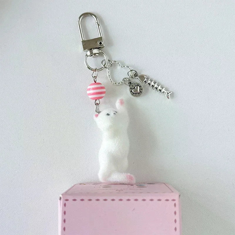 Cute Flocking Bear Pendant Keychain – Bag & Phone Charm Gift Bear Charm Keychain Peaceful Pleasures Health and Wellness