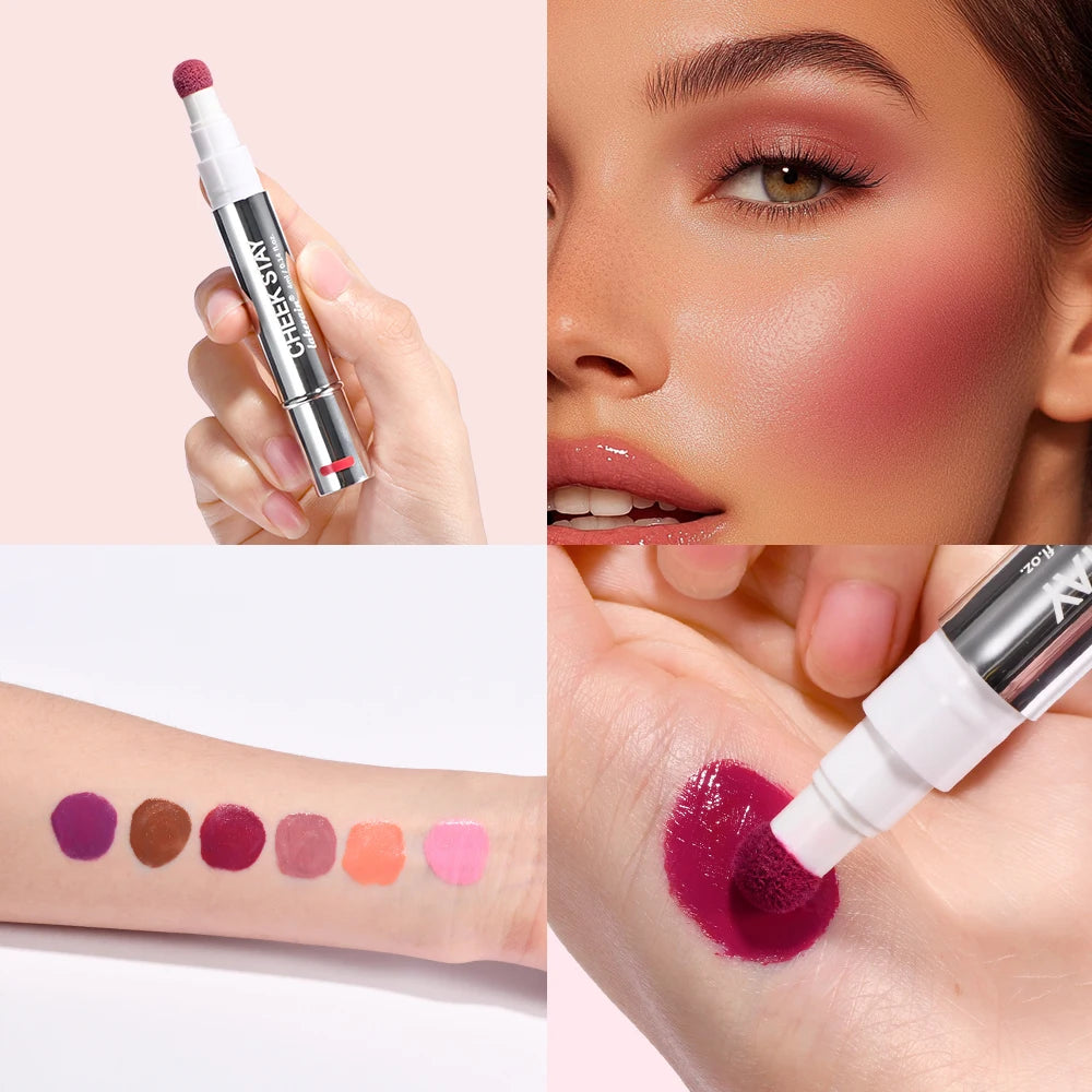 6 Colors Liquid Sponge Cheek Blusher Face Highlighter Long Lasting Natural Skin Tint Face Blush Sponge Wand For Cheek Makeup Peaceful Pleasures Health and Wellness