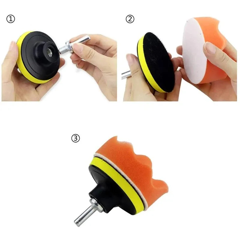 3-Inch Automotive Foam Polishing Pad with Cover, Drill Buffer Kit for Waxing, Glazing, and Polishing Peaceful Pleasures Health and Wellness