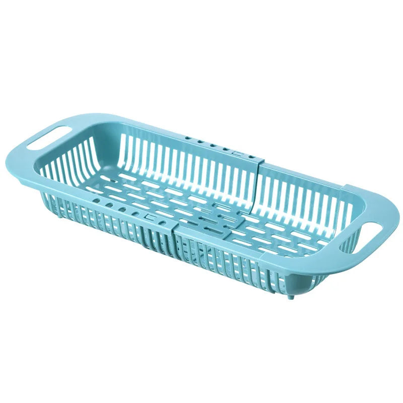 Adjustable Telescopic Sink Drain Rack & Vegetable Basket