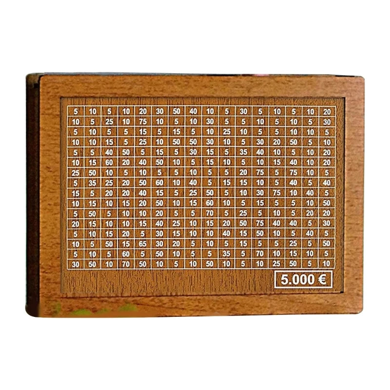 1000/2000/3000/5000/10000 Euro Money Box Piggy Bank Wood Money Bank Reusable Money Box with Saving Goal and Numbers Boxes Peaceful Pleasures Health and Wellness 5000 brown