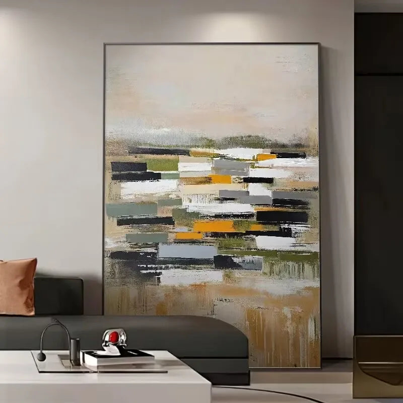 Nordic Abstract Pure Handmade Canvas Oil Painting,Texture Art Wall Picture, Interior Decor,Hanging Picture for Living Room Study Peaceful Pleasures Health and Wellness