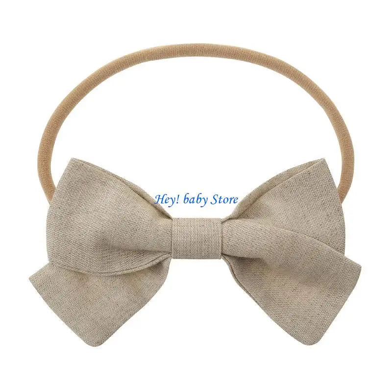 Newborn Baby Elastic Bow Knot Headband | Soft Linen Hair Band