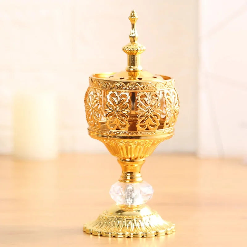 Creative Hollow tower incense burner Arabic style Incense Burner For Home Hotel Decoration Golden Metal bakhoor Incense Holder Peaceful Pleasures Health and Wellness