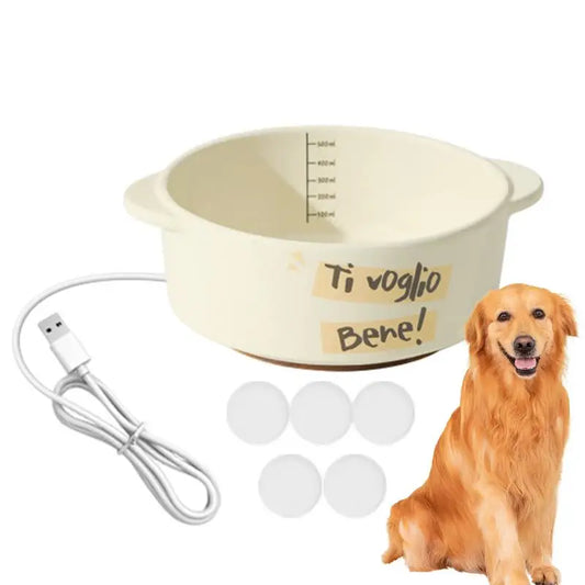 Heated Water Bowl for Dog Ceramics Pet Heating Bowl Constant Temperature Automatic Waterer for Dogs Cats Rabbits Birds Chickens Peaceful Pleasures Health and Wellness