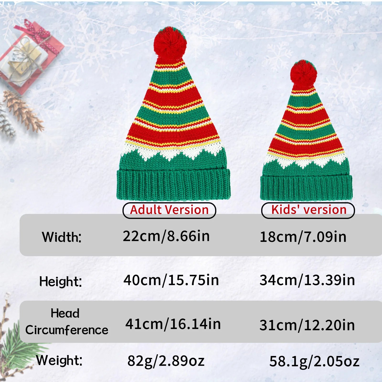 Santa Claus Hat Cute Pom Pom Parent-Child Christmas Knitted Hats Soft Beanie Xmas Decoration New Year Party 2026 Peaceful Pleasures Health and Wellness