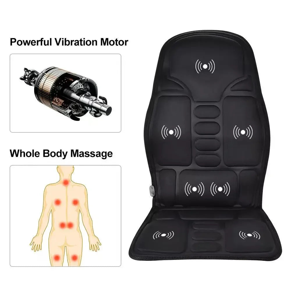 Car & Home Massage Heating Cushion 7 Motors Vibration Multi-level Hot Compress Electric Heated Seat Pad for Back & Neck Warmth Peaceful Pleasures Health and Wellness