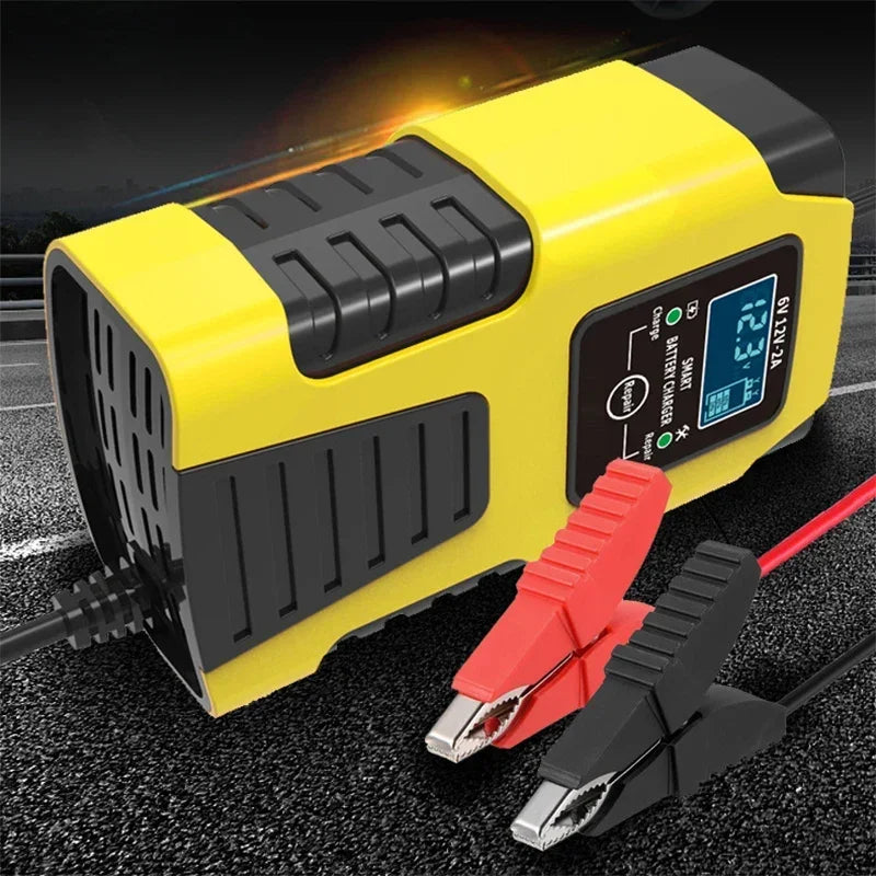 New Automatic 2A 6V 12V Car Battery Charger Lead-Acid GEL AGM Wet Calcium Deep Cycle VRLA Pulse Repair with LCD Display Peaceful Pleasures Health and Wellness