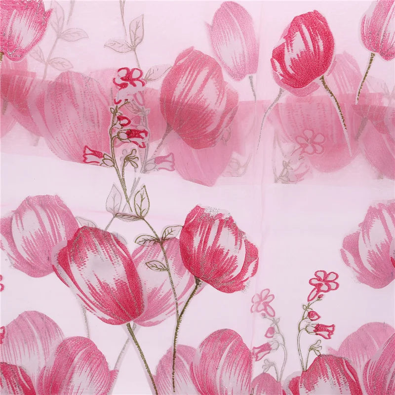 Tulle Curtains Modern Simplicity Living Room Children's Bedroom Kitchen Soft Comfortable Fabric Transmitting Window Curtains Peaceful Pleasures Health and Wellness Pink
