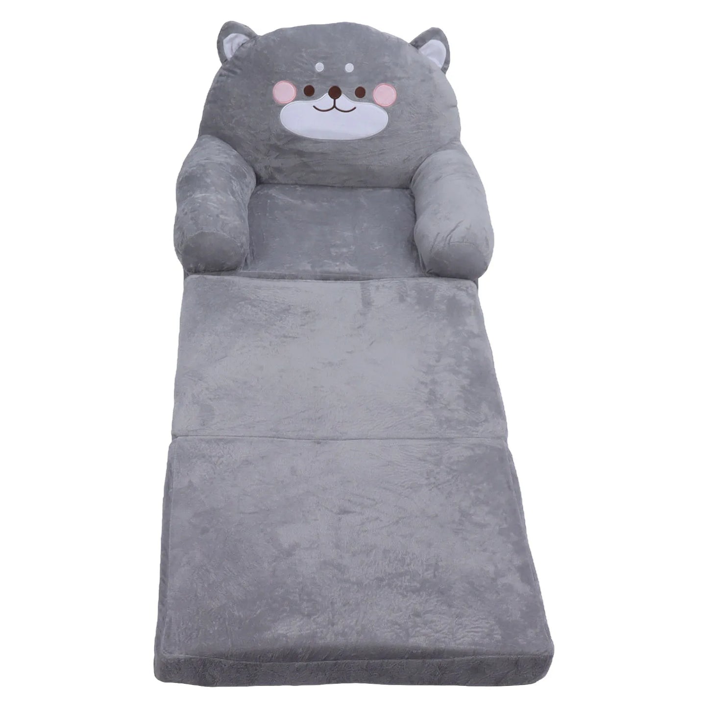 Toddler Chair Gray Dog Cartoon Soft Breathable Kids Sofa Foldable Design Easy To Clean for Sleeping Peaceful Pleasures Health and Wellness Three floors