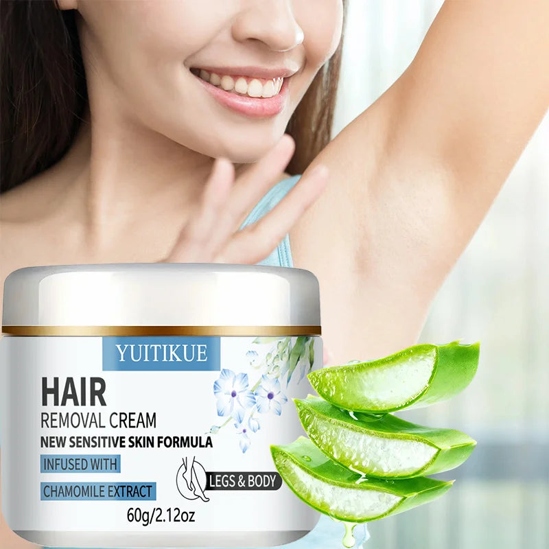 YUITIKUE Hair Removal Cream 60g Sensitive Skin Formula with Chamomile Extract for Legs & Body Peaceful Pleasures Health and Wellness