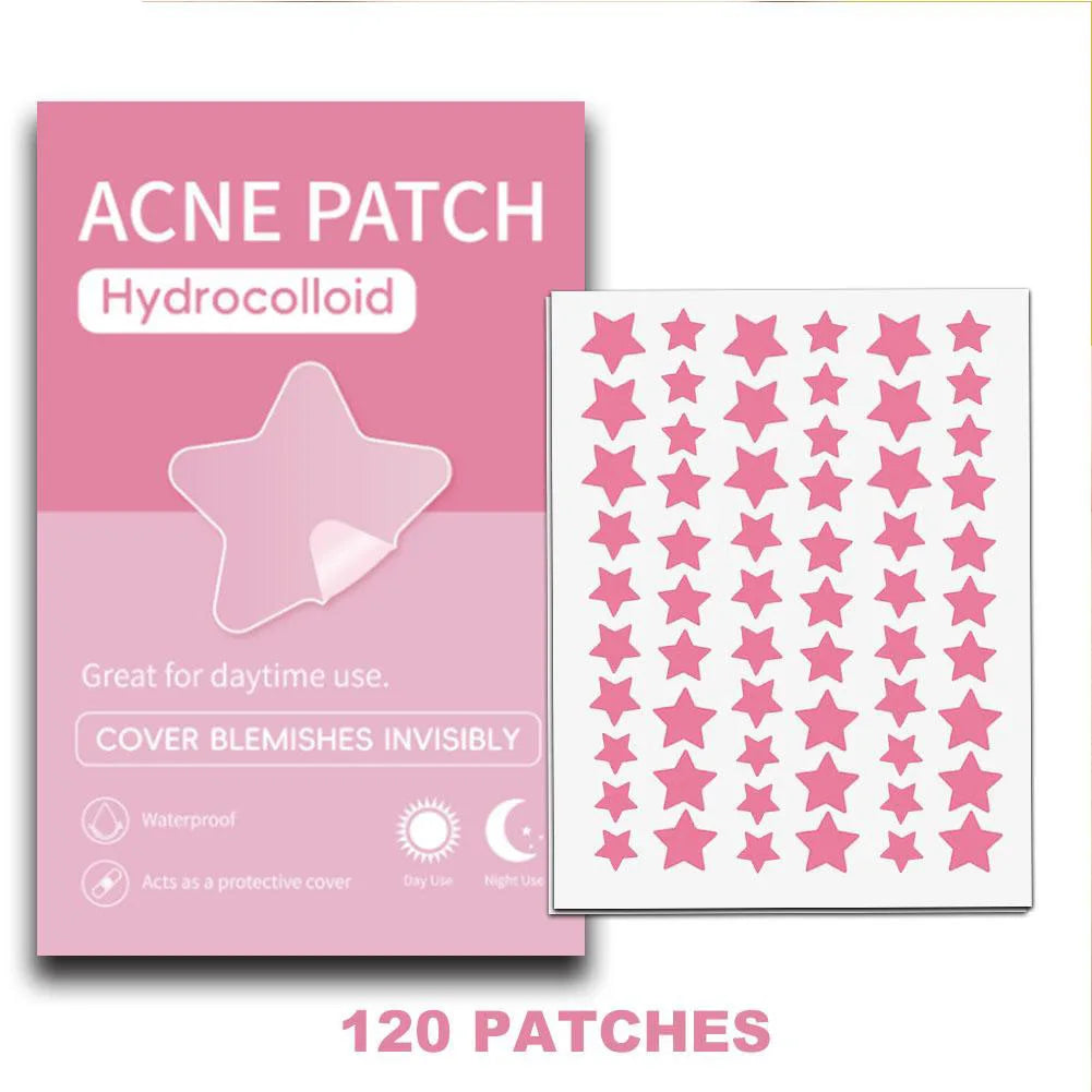120 Counts Cute Colorful Butterfly Pimple Patches Acne Treatment Stickers Invisible Acne Cover Face Spot Pimple Patch Skin Care Peaceful Pleasures Health and Wellness pink Star