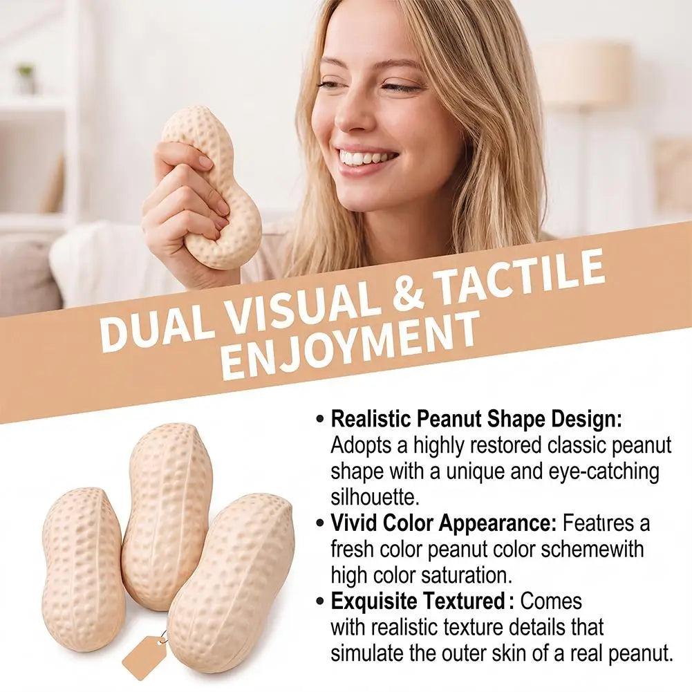 Peanut Squishy Squeeze Fidget Toy – 3-Pack TPR Sensory Set