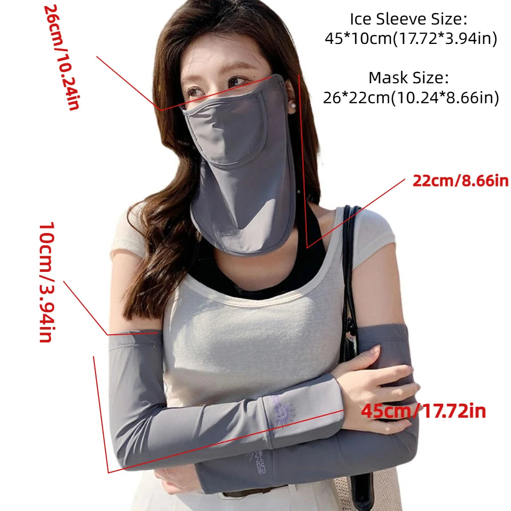UPF 50+ Sun Protection Set – Mask & Arm Sleeves Peaceful Pleasures Health and Wellness
