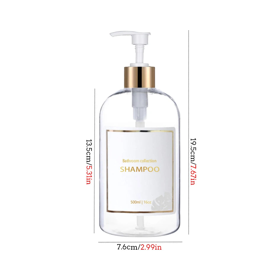 3pcs500ml Bathroom Dispensers Shampoo and Conditioner Dispenser Bottles Refillable Lotion Press Type Bottle Bathroom Accessories Peaceful Pleasures Health and Wellness
