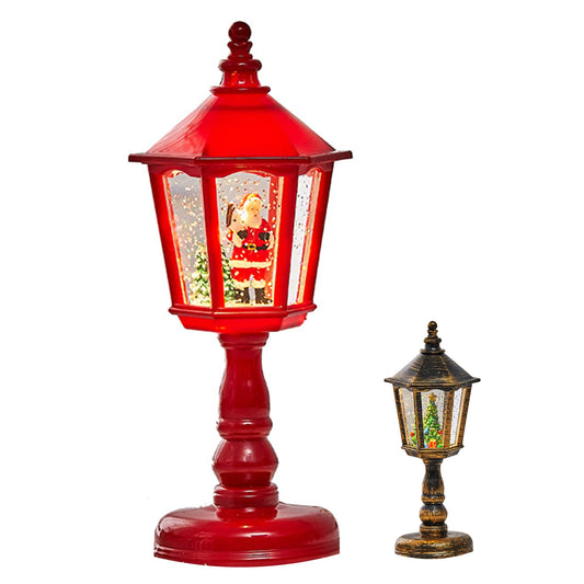 Christmas Water Snow Globe Lamp with Light and Music Santa Claus Scene Hexagon Base Desktop Decor for Holiday Home Party Gift Peaceful Pleasures Health and Wellness