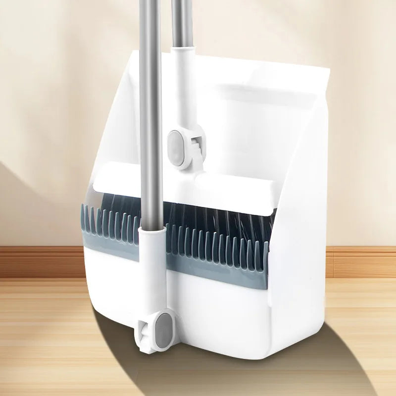 Upright Broom & Dustpan Set | Long Handle, 180° Rotation