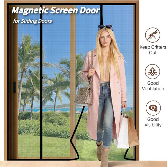 Double Door Magnetic Screen Door | Self-Closing Fiberglass Mesh Magnetic Screen Door Peaceful Pleasures Health and Wellness