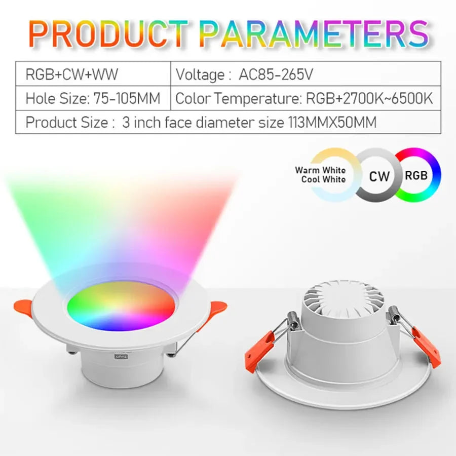 Tuya Smart LED Downlight 15W RGB Bluetooth – Alexa & Google