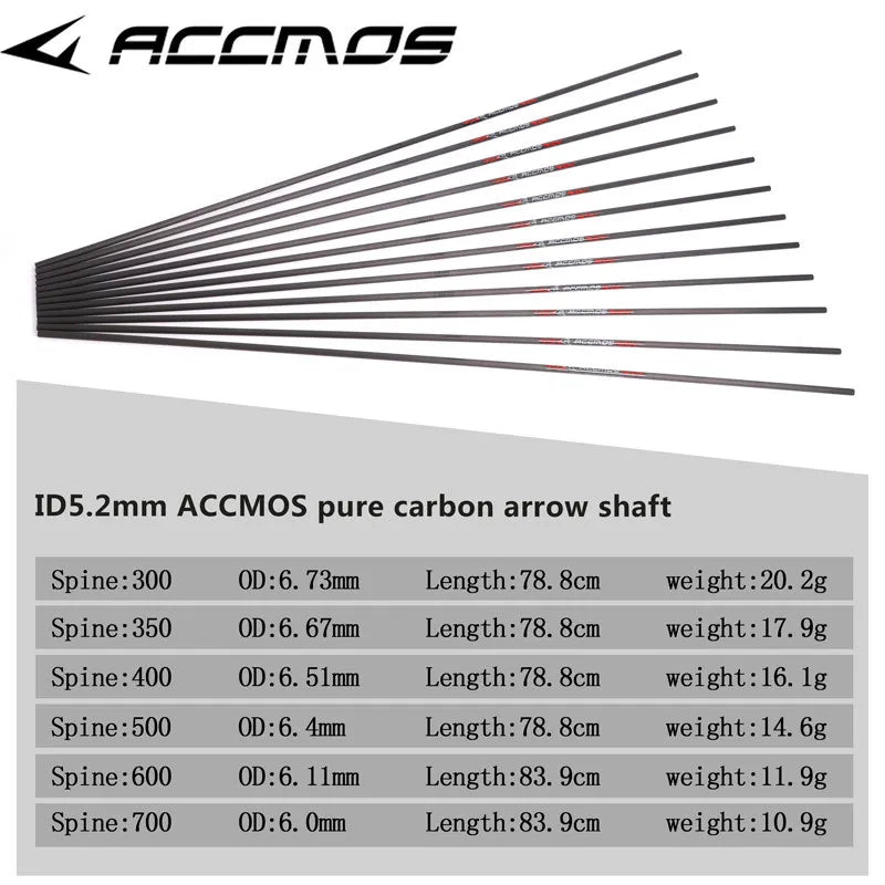 6 Pure Carbon Arrows ID5 Spine 300-800 DIY Archery Shafts Bow Hunting