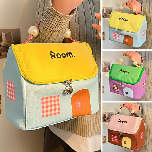 House-Shaped Makeup Bag | Large Capacity Oxford Travel Organizer Travel Makeup Bag Oasis Select