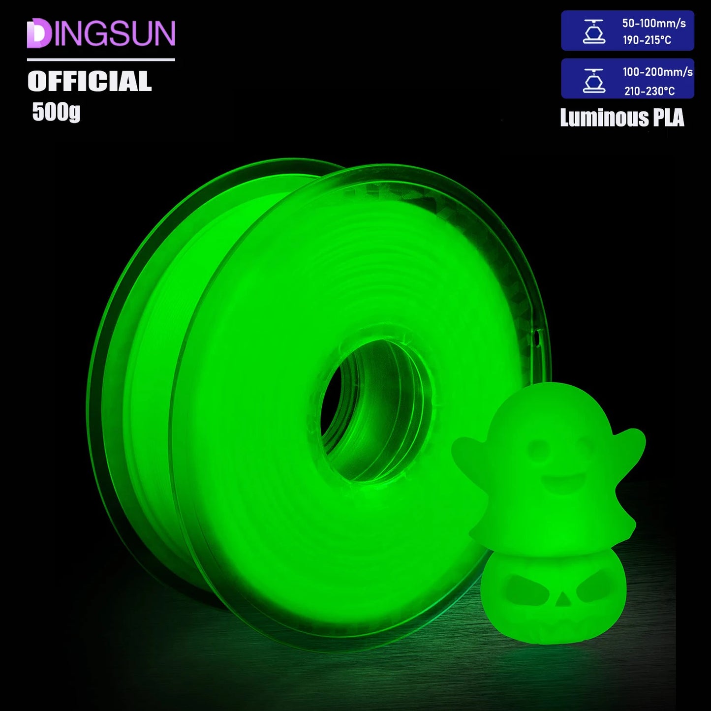 3D Maliang Glow Rainbow PLA Filament 1.75mm | Luminous Colors
