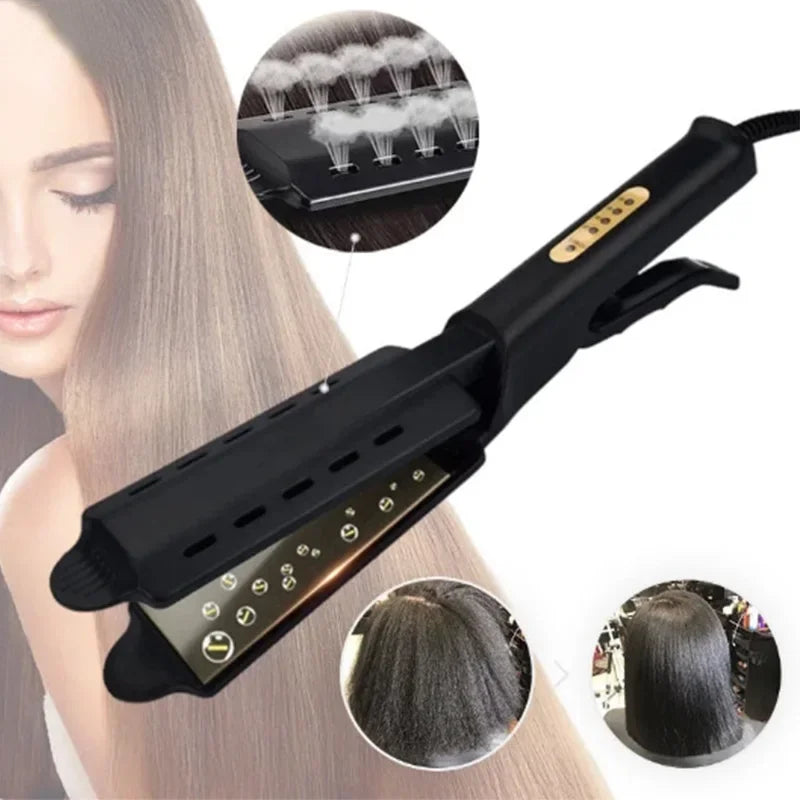 Four-temperature adjustable ceramic tourmaline ion flat iron wide panel professional styling tool for hair straighteners Peaceful Pleasures Health and Wellness