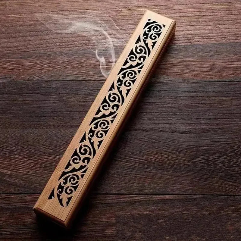 Natural Bamboo Incense Burner Box with Lid & Ash Tray Incense Burner Box Peaceful Pleasures Health and Wellness