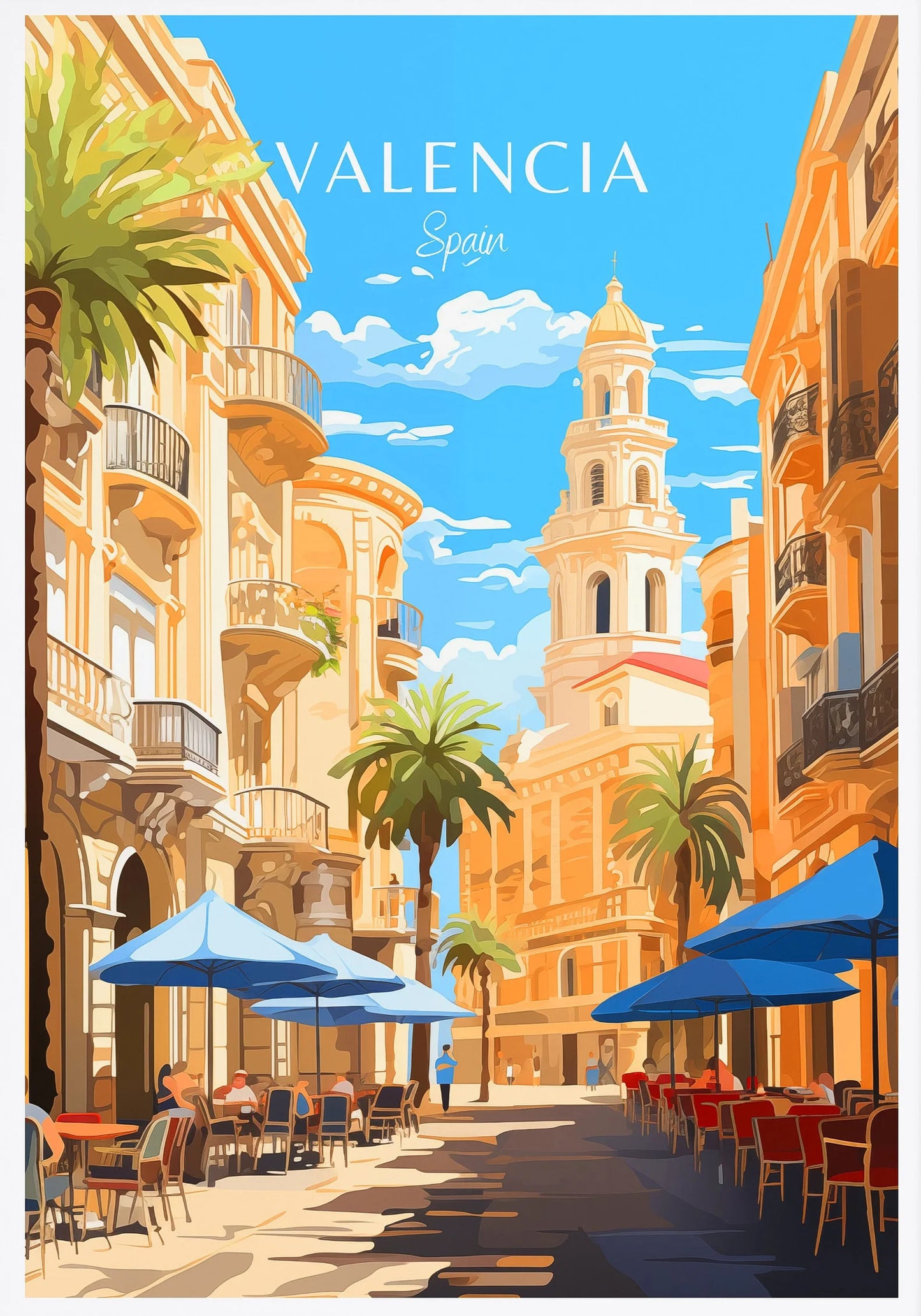 Spain Travel Poster Canvas Print | Barcelona Madrid Granada Wall Art