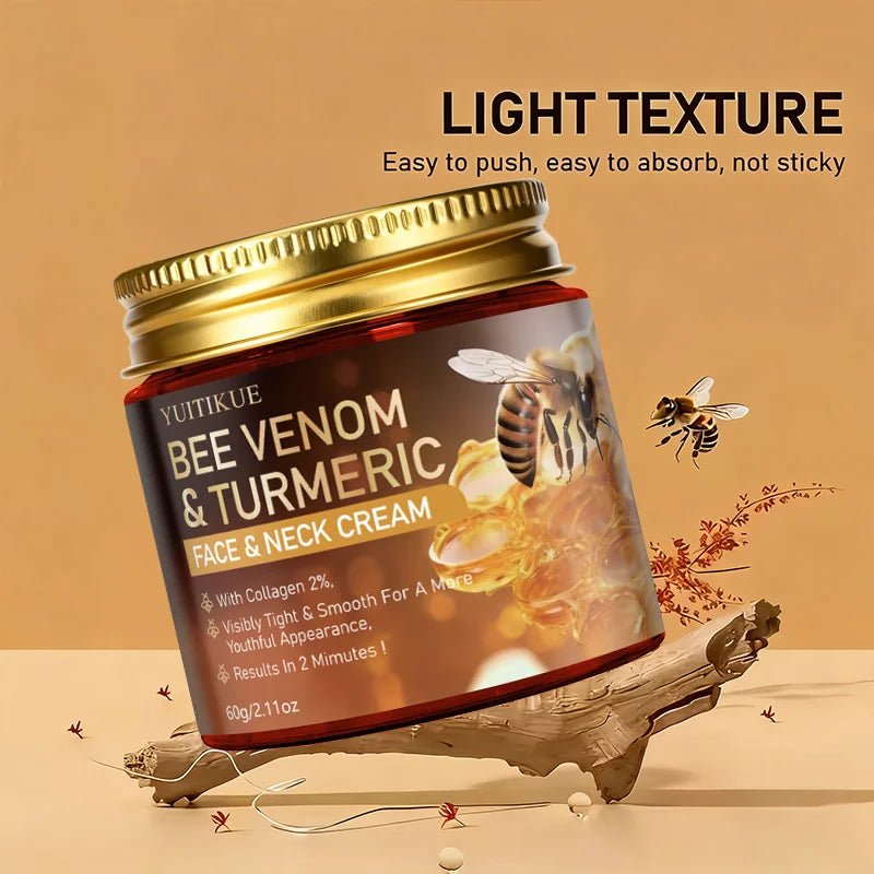 Collagen-Infused Face And Neck Cream with Bee Toxin And Turmeric Instantly Tightens Smooths for a Younger Look 2 Minute Results Peaceful Pleasures Health and Wellness