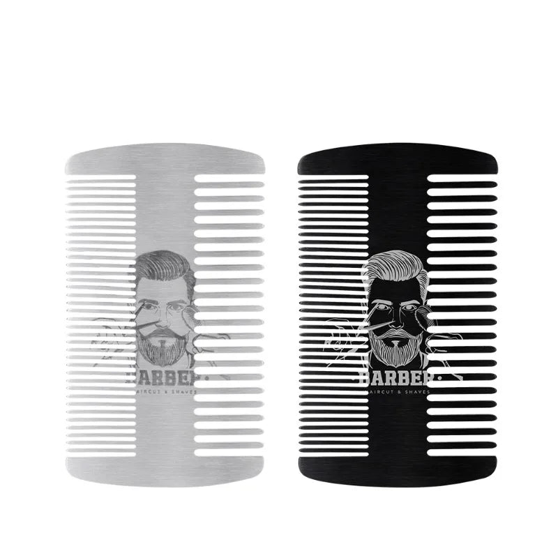 Stainless Steel Double Sided Beard Comb for Men Travel Pocket Hair Styling Mustache Grooming Tool with Fringe Smoothing Design Peaceful Pleasures Health and Wellness