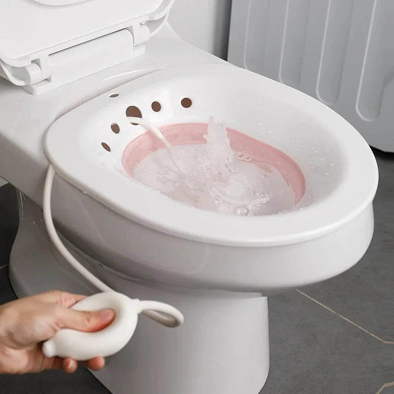 Sitz Bath for Hemorrhoids, Portable Toilet Seat Bath, Postpartum Care Kit for Women, Collapsible Design with Flusher Hose Peaceful Pleasures Health and Wellness