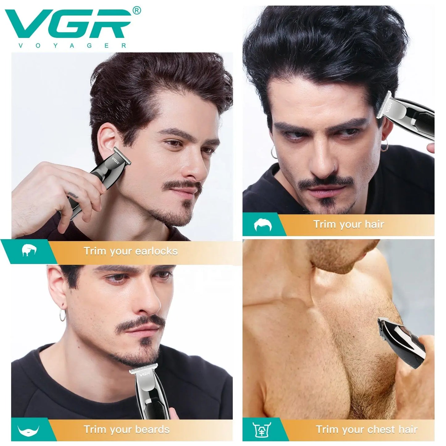 VGR 030 Hair Trimme Professional Haircut Machine Cordless Hair Cutting Machine Electric Barber Hair Clipper Clipper for Men Peaceful Pleasures Health and Wellness