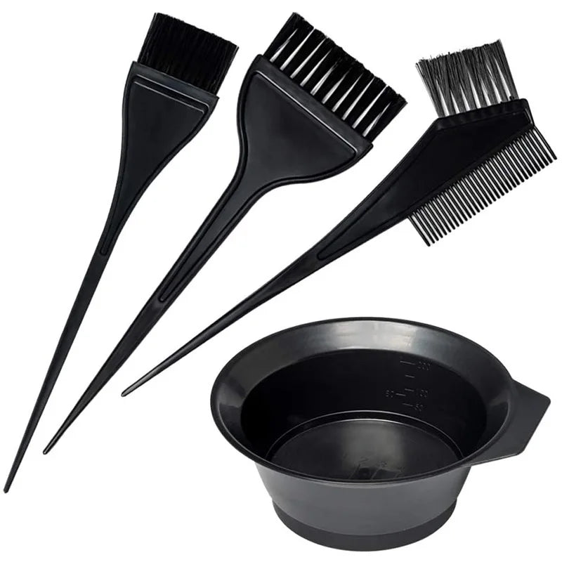 4Pcs Set Professional Hair Dyeing Kit Hair Color Dye Bowl Stirring Brush For Hair Coloring Bleaching Salon Home Hair Dye Tools Peaceful Pleasures Health and Wellness