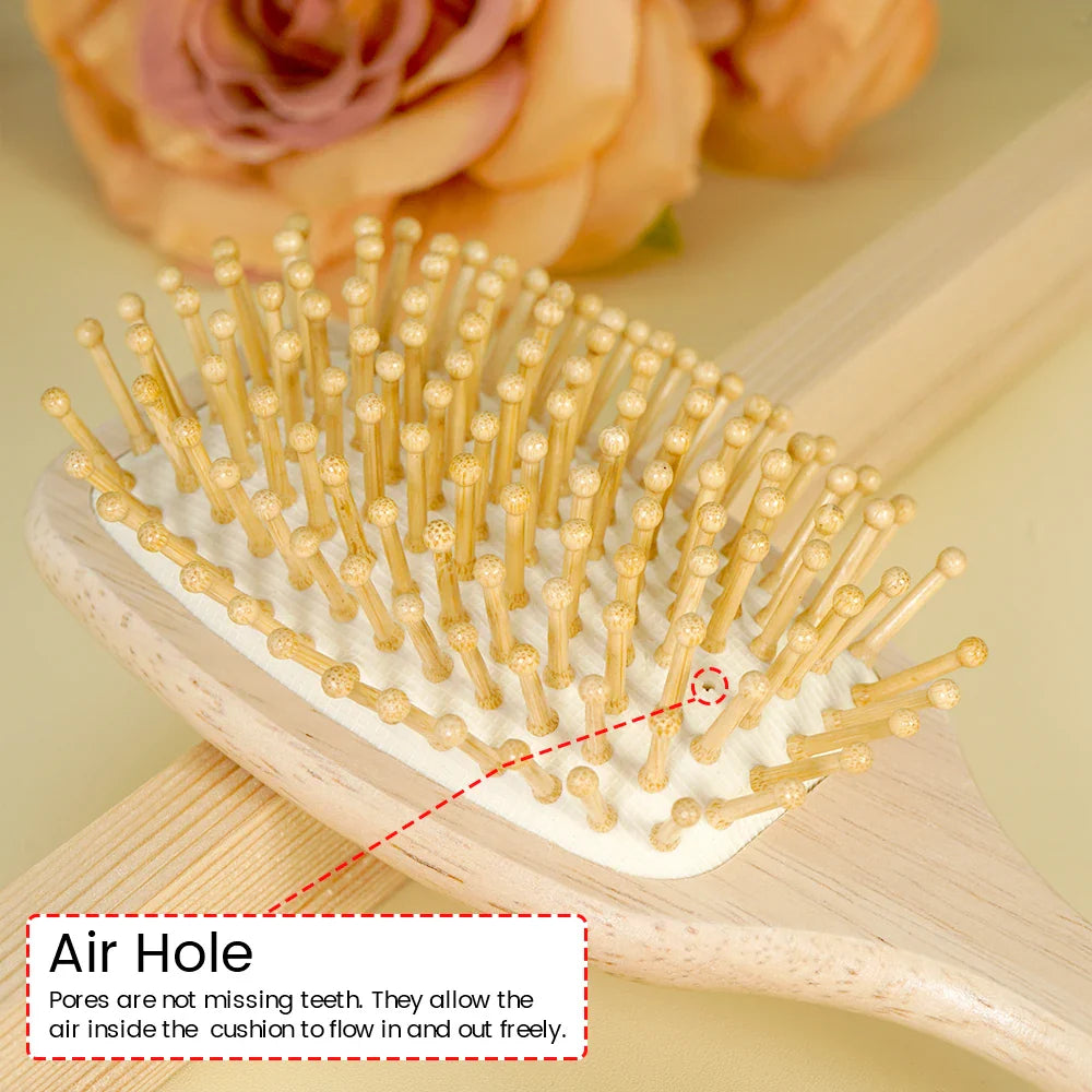 Bamboo Air Cushion Paddle Comb – Scalp Massage & Detangler