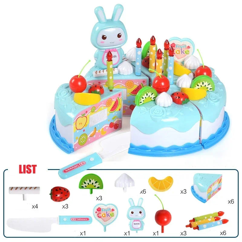 Kids DIY Birthday Cake Cutting Toy – Pretend Play Kitchen Set