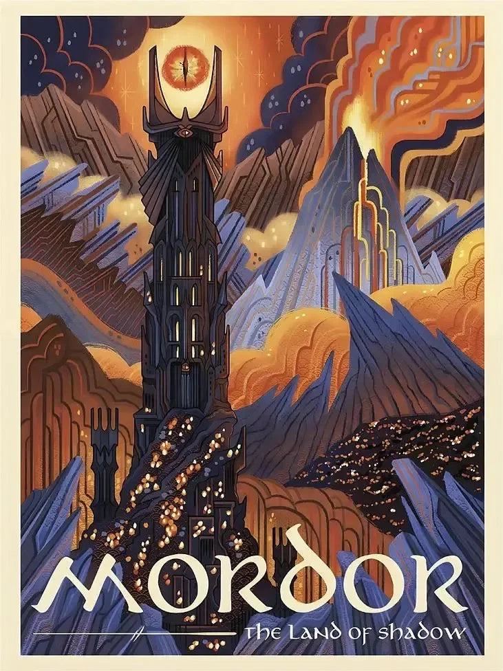Lord of the Rings Middle-Earth Vintage Canvas Wall Art Print