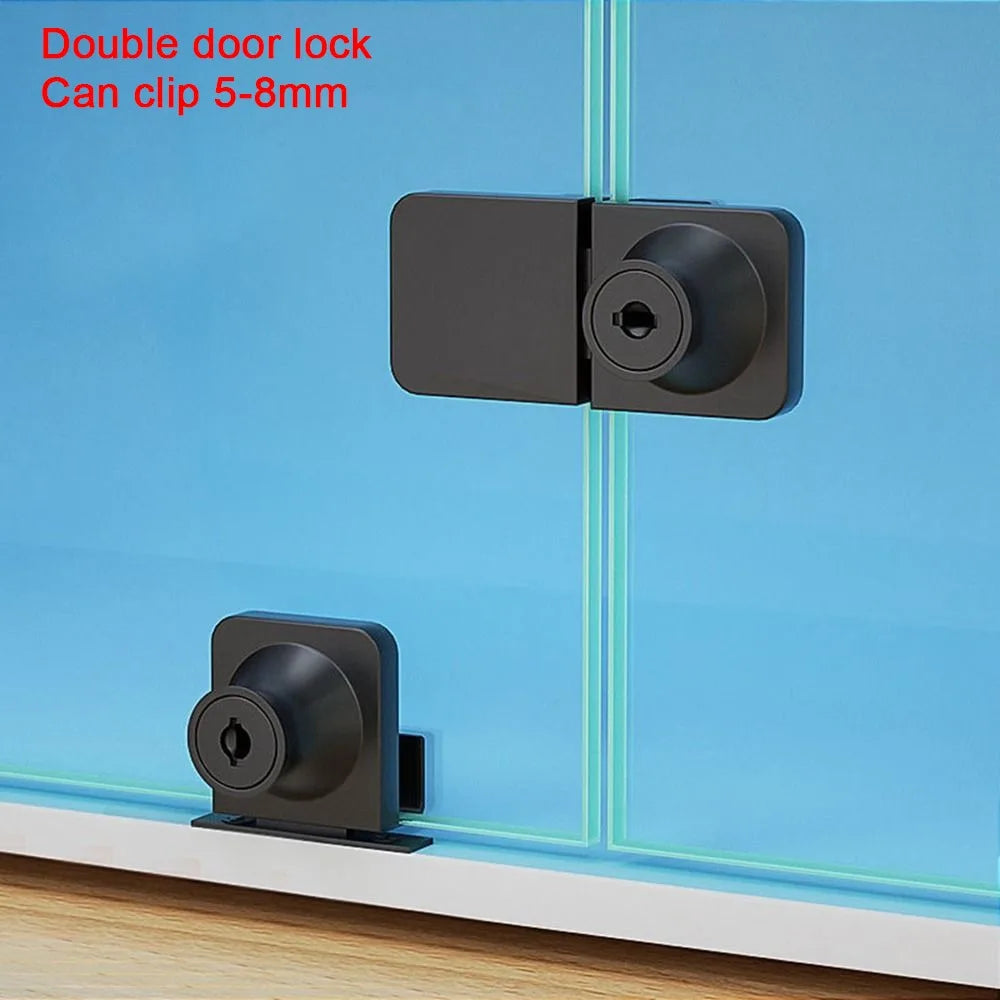 Double Open Glass Cabinet Door Lock – Zinc Alloy Security Lockset